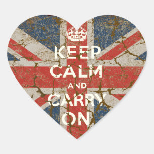 Sticker Cœur Gardez le calme et continuez avec le drapeau