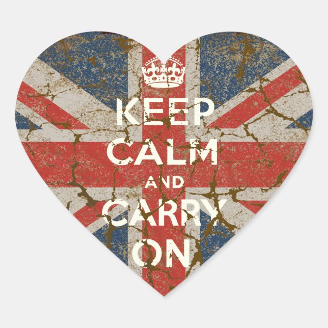 Sticker Cœur Gardez le calme et continuez avec le drapeau brita (Devant)