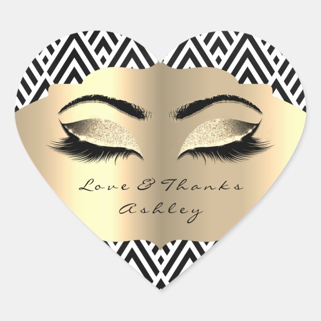 Sticker Cœur Géométrie Parties scintillant Gold Lash Eyes Love  (Devant)