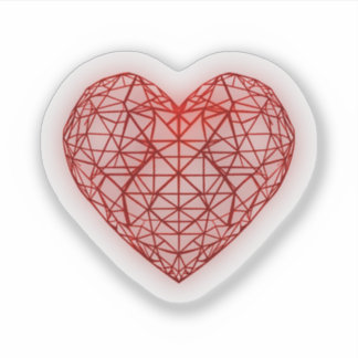 Sticker Coeur géométrique rouge vif