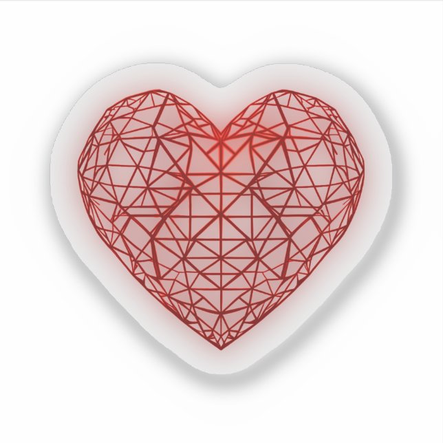 Sticker Coeur géométrique rouge vif (Devant)