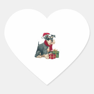 Sticker Cœur Giant Schnauzer Chien vêtements de Noël Santa Hat