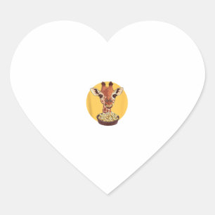 Sticker Cœur Giraffe Avec Popcorn Cartoon Humour animal