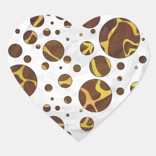 Sticker Cœur Giraffe Brown et jaune
