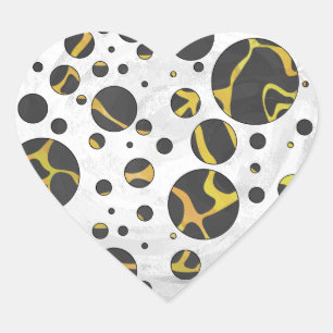 Sticker Cœur Giraffe Brown et jaune