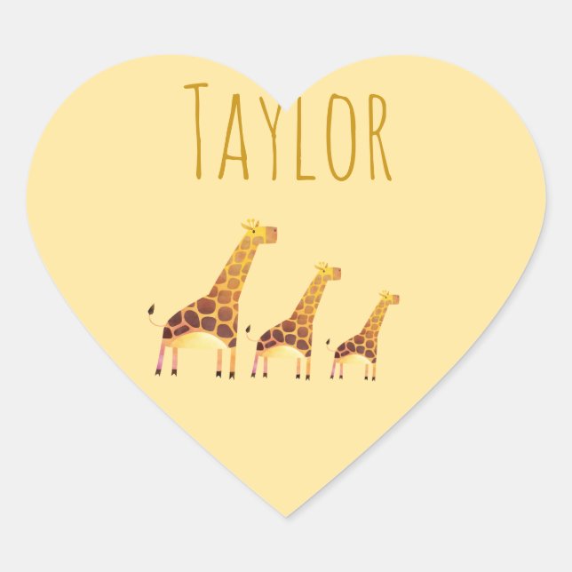 Sticker Cœur Giraffe Cuteness Safari (Devant)