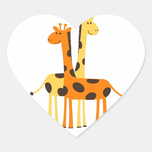 Sticker Cœur Giraffe de la Jungle pour enfants (Devant)