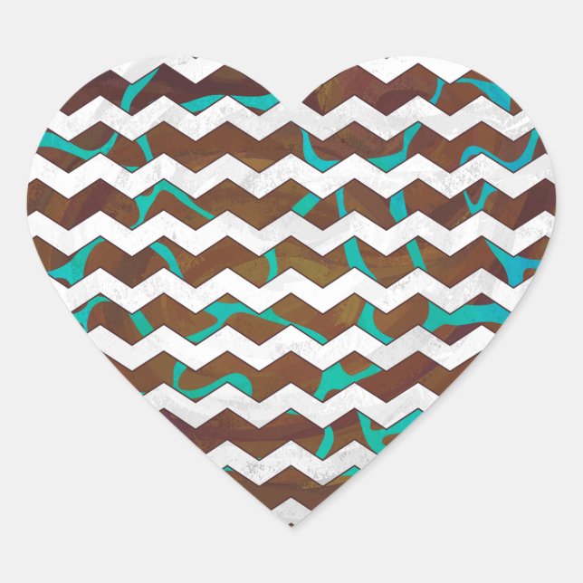 Sticker Cœur Giraffe Impression Brown et Turquoise (Devant)