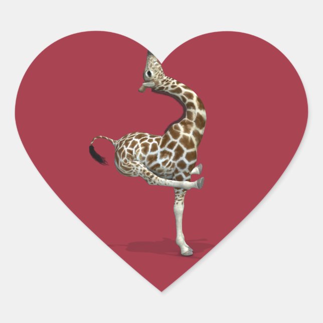 Sticker Cœur Giraffe sportive bizarre (Devant)