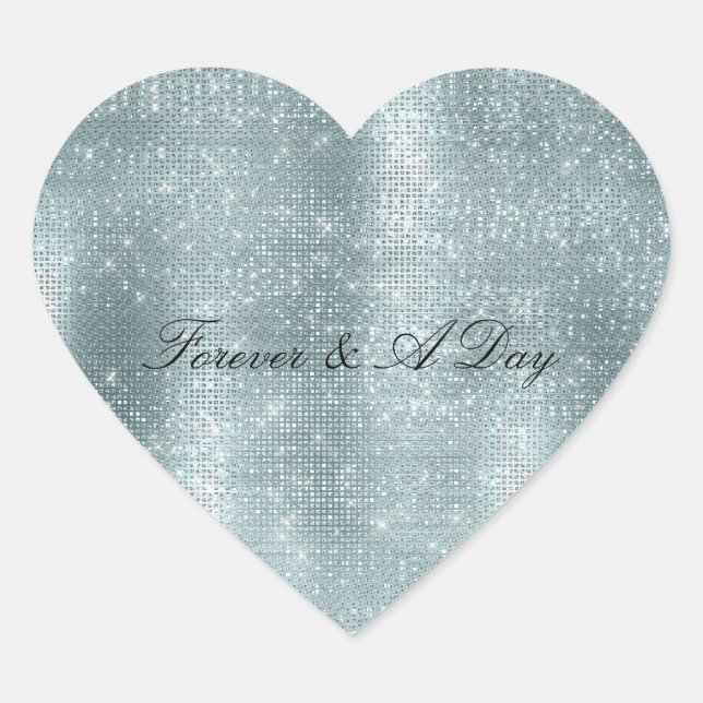Sticker Cœur Glam Aqua Glitzy Silver Sparkle (Devant)