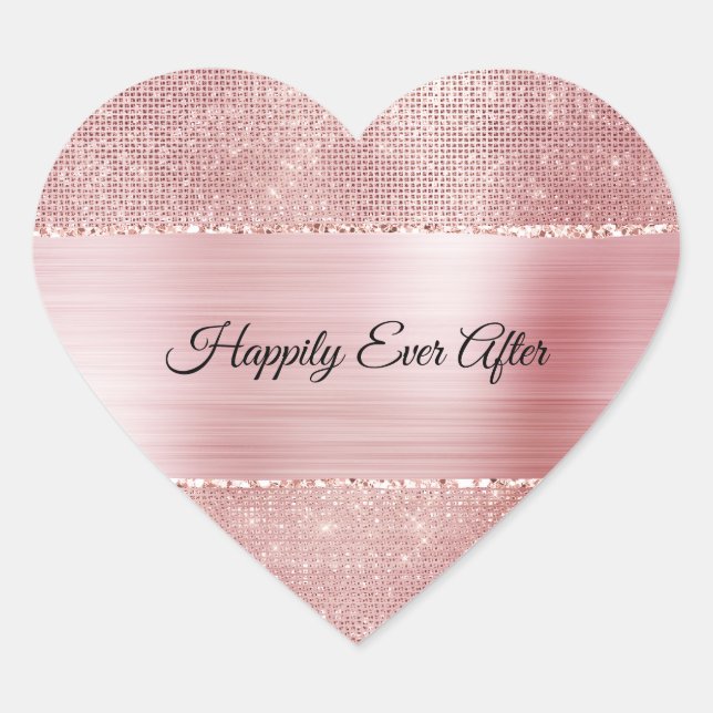 Sticker Cœur Glam Blush Rose Glitz Étincelle (Devant)