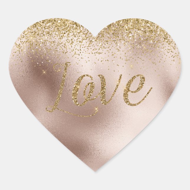 Sticker Cœur Glam Blush Rose Gold Parties scintillant Love (Devant)