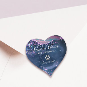 Sticker Cœur Glam Chien Animal Grooming Paw Agate Parties scint