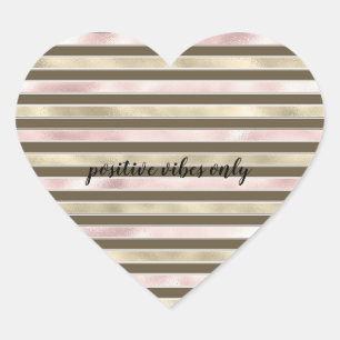 Sticker Cœur Glam Gold Blush rose Brown rayures