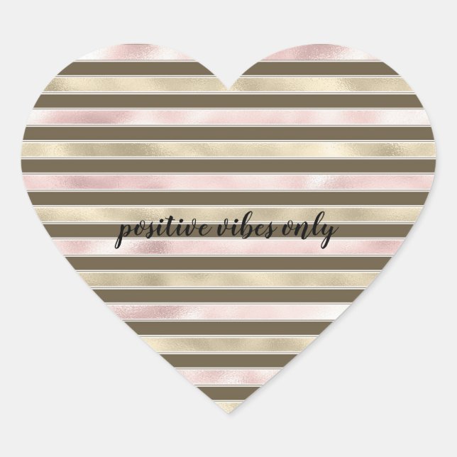 Sticker Cœur Glam Gold Blush rose Brown rayures (Devant)