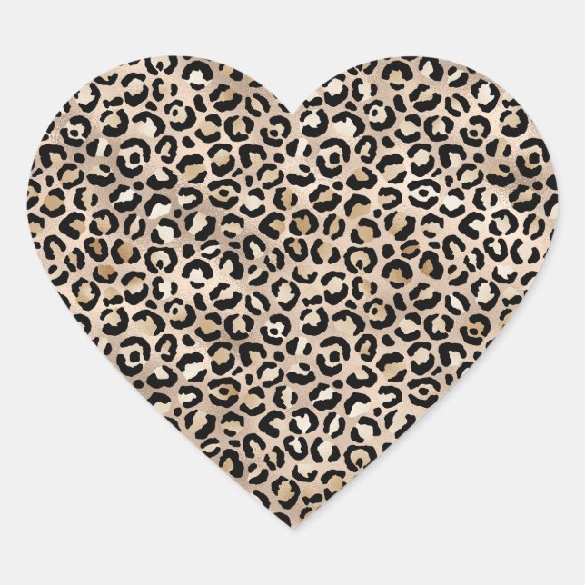 Sticker Cœur Glam Gold Empreinte de léopard Ombre (Devant)