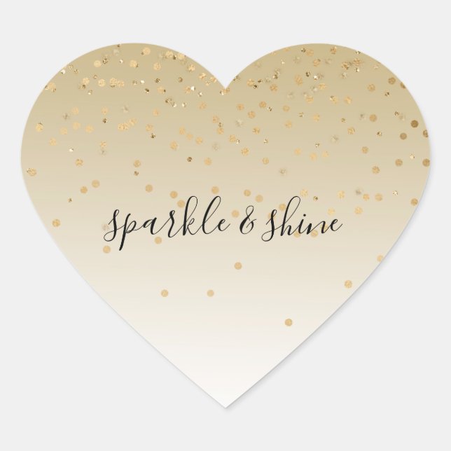 Sticker Cœur Glam Or Confetti Ombre (Devant)