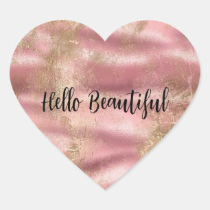 Sticker Cœur Glam rose or
