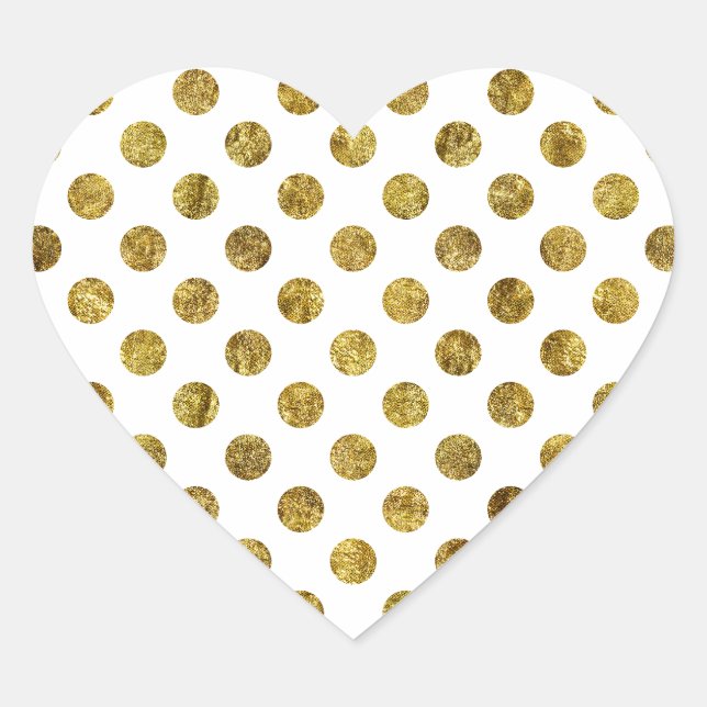 Sticker Cœur Glamme d'or chic et points blancs (Devant)