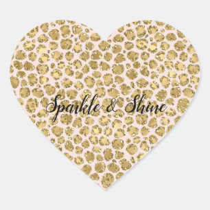 Sticker Cœur Glitzy Glam Gold Blush Parties scintillant Leopard
