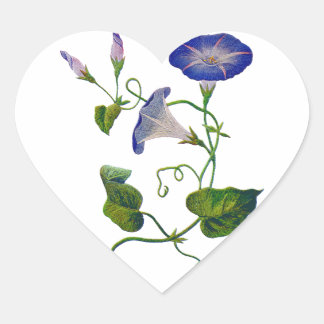 Sticker Cœur Glories du matin bleu brodé