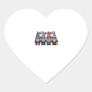 Sticker Cœur Gnome infirmière patriotique Gravure vintage vecto