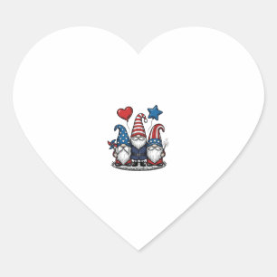 Sticker Cœur Gnome patriotique gravure vintage design vectoriel