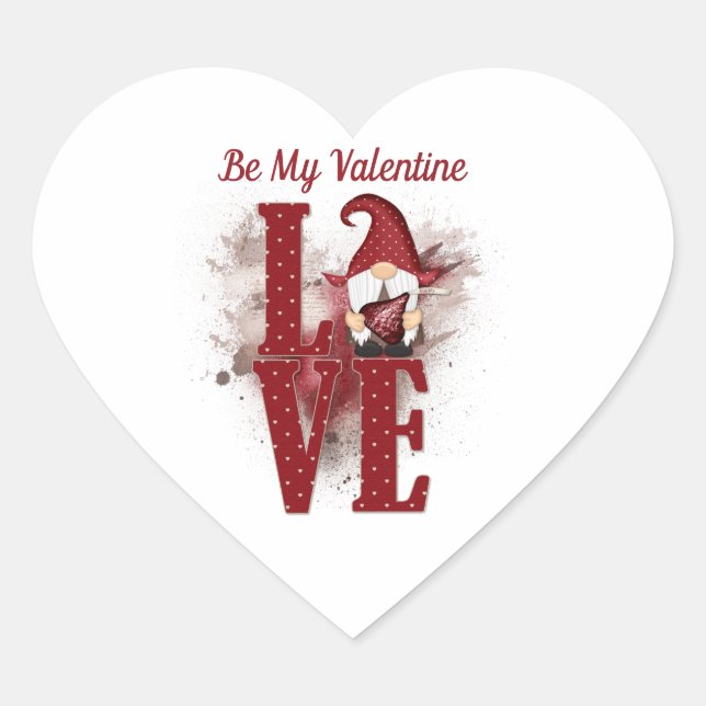 Sticker Cœur Gnomes Red Love Cute Valentine's day (Devant)