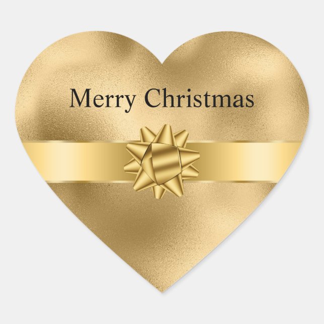 Sticker Cœur Gold Glam Ribbon et Bow Christmas (Devant)