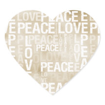 Sticker coeur Gold White Peace Love
