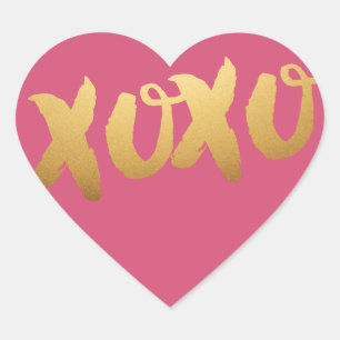 Sticker Cœur Gold XOXO aime les coeurs roses