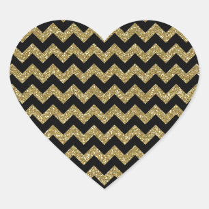 Sticker Cœur Golden Chevrons Chic Elegant Impression