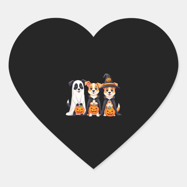 Sticker Cœur Golden Retriever Ghost Halloween Tricoter Ou Treat (Devant)
