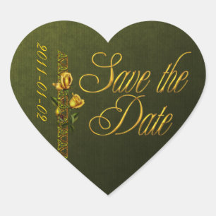 Sticker Cœur Golden Roses Wedding Suite Enregistrer la date