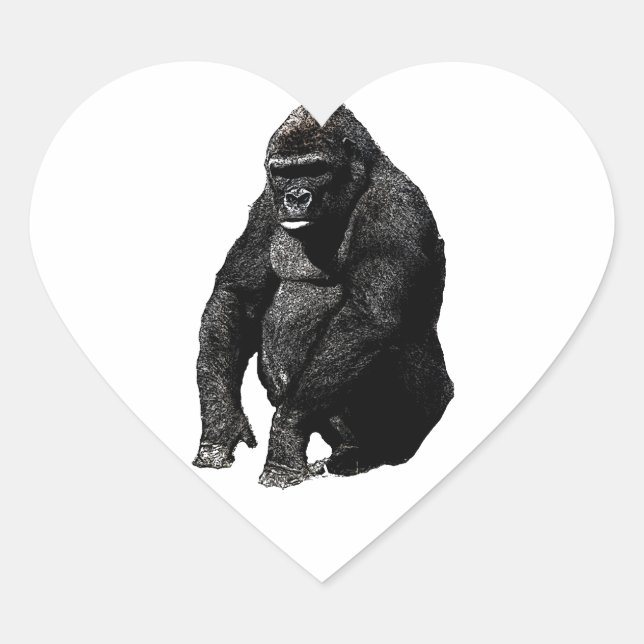 Sticker Cœur Gorilla Pop Art (Devant)