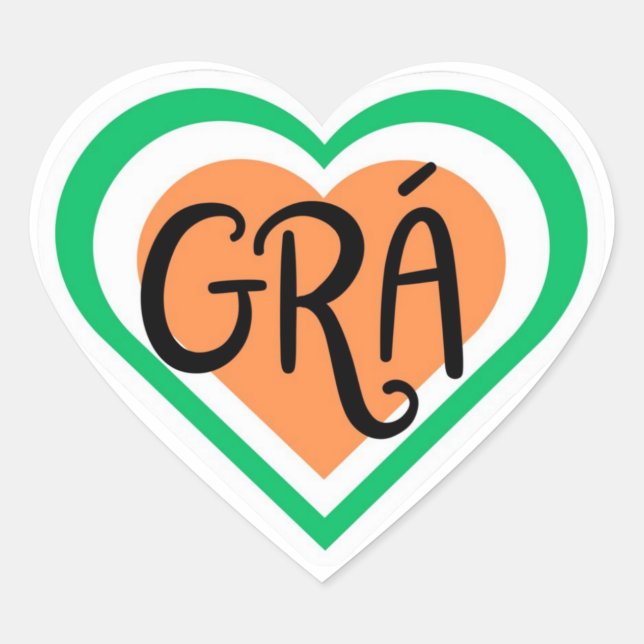 Sticker Cœur Grá - Irish Love design - Irish Language (Devant)