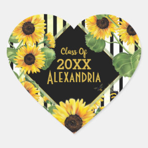 Sticker Cœur Graduation du jardin floral de tournesol