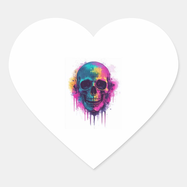 Sticker Cœur Graffiti Skull Rebel (Devant)