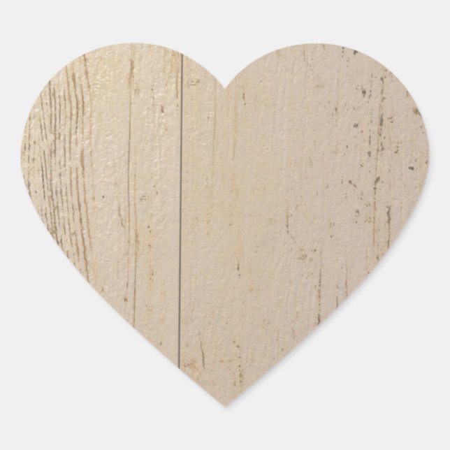 Sticker Cœur Grains de bois texturés blancs blanchis (Devant)