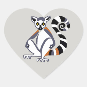 Sticker Cœur Graisse - LEMURS à queue de ceinture - Madagascar 