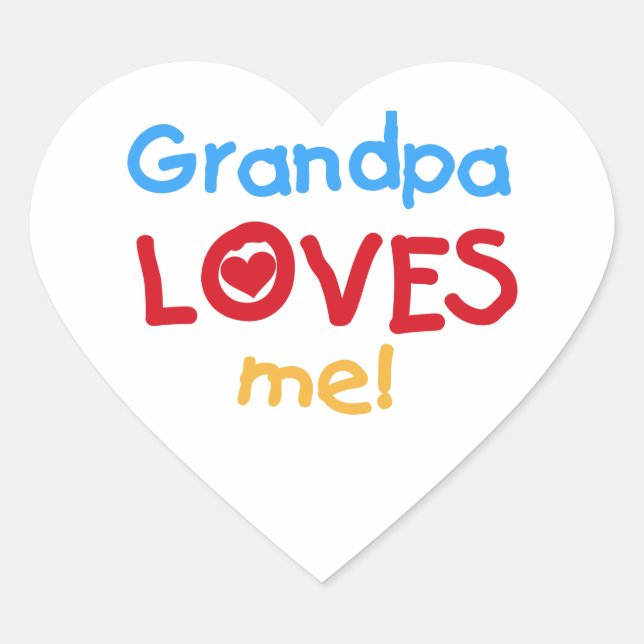 Sticker Cœur Grand-père m'aime t-shirts et cadeaux (Devant)