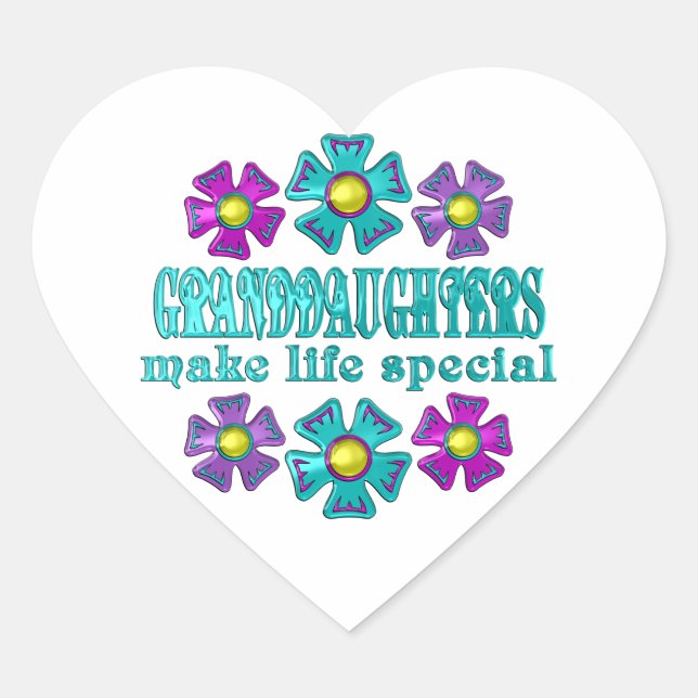 STICKER CŒUR GRANDDAUGHTERS MAKE LIFE SPECIAL (Devant)