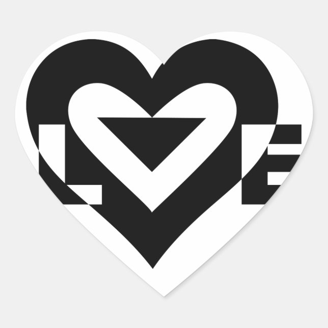 Sticker Cœur Graphique d'amour cool, noir (Devant)
