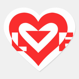 Sticker Cœur Graphique d'amour cool, Rouge