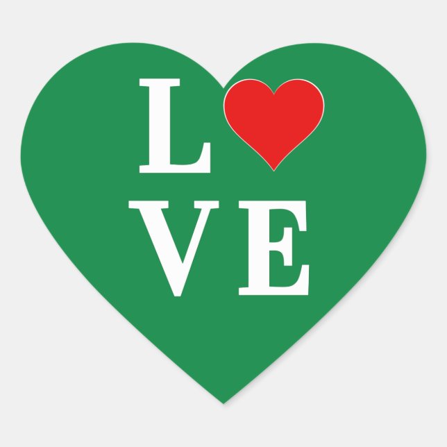 Sticker Cœur Green LOVE Classic Retro (Devant)