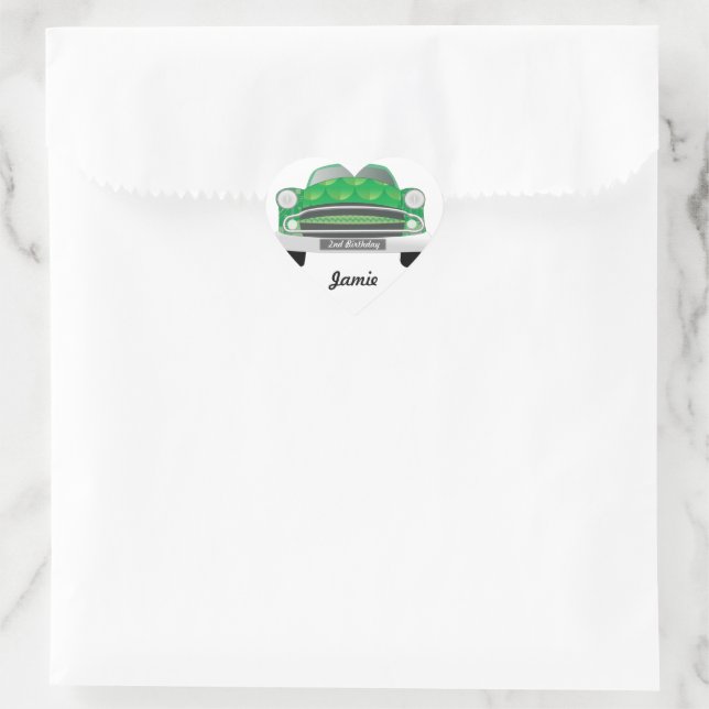 Sticker Cœur Green Mean Retro Voiture Boy's Birthday (Sac)