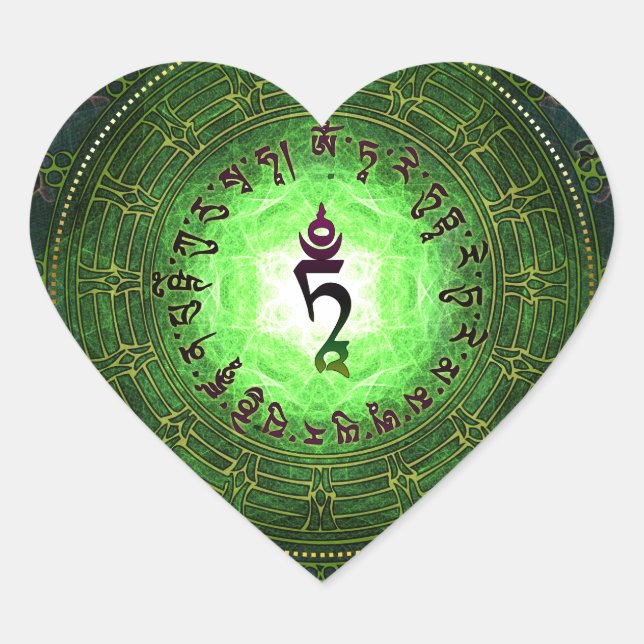 Sticker Cœur Green Tara - Protection contre les dangers et les  (Devant)