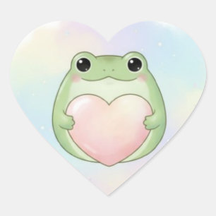 Sticker Cœur Grenouille autocollante d'amour minimal Cute Frog