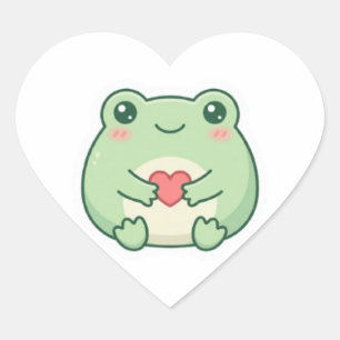 Sticker Cœur Grenouille autocollante d'amour minimal Cute Frog