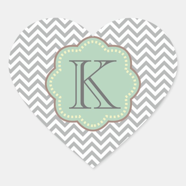Sticker Cœur Grey Chevron (Devant)